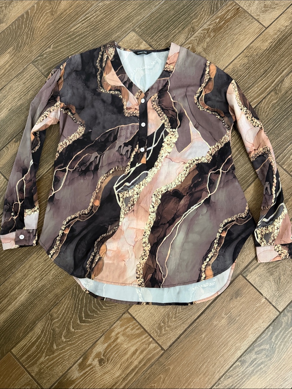 CHICME Marble-Print Blouse - Large